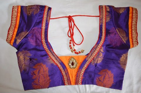 Blouse back neck designs with lace